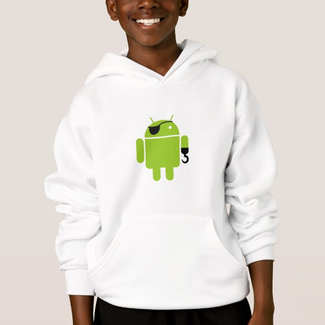 Android Robot Pirat Stil Tee Shirt (Framsida)