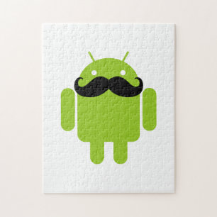 Android Robot Whimsical Mustache Stil Pussel