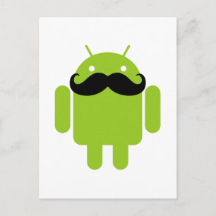 Android Robot Whimsical Mustache Stil Vykort