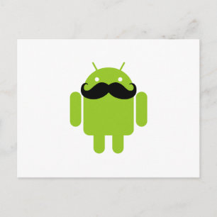 Android Robot Whimsical Mustasch Stil Vykort