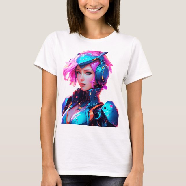 Android Techno Space Girl T Shirt (Framsida)