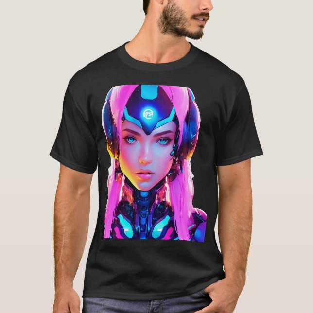 Android Techno Space Girl T Shirt (Framsida)