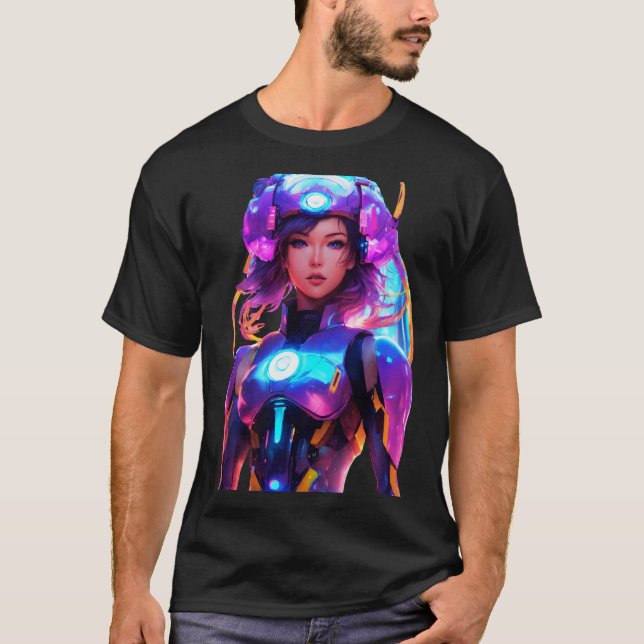 Android Techno Space Girl T Shirt (Framsida)