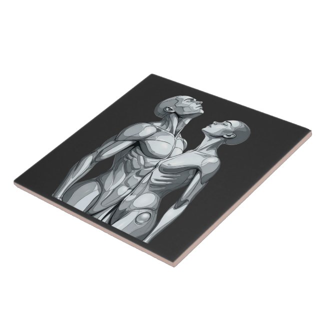 Android Union: Cyborg Couple Ceramic Tile Art Kakelplatta (Sidan)