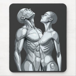 Android Union: Cyborg Couple Futuristic Mousepad Musmatta