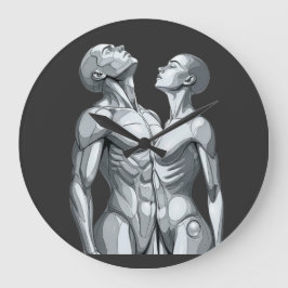 Android Union: Cyborg Couple Round Wall Clock Stor Klocka