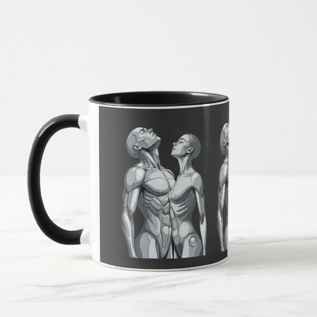 Android Union: Cyborg Couple Two-Tone Coffee Mug Mugg (Vänster)