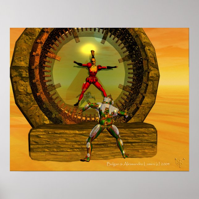 ANDROID XENIA MÖTER TITAN I ÖKEN Sci Fi Poster (Framsidan)