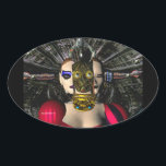 ANDROID XENIA SPACESHIP PILOT,Science fiction Ovalt Klistermärke<br><div class="desc">Färgfull animering ram från vår science fiction-film HYPERION WORLD arbetar. Android Nanotech - Xenia 05 . Utskrifterna från pågående filmarbete finns på: htttp://www.webalice.it/baldesign3dBulgan & Alessandro Lumini 3D design och animation Florence-Italien.</div>