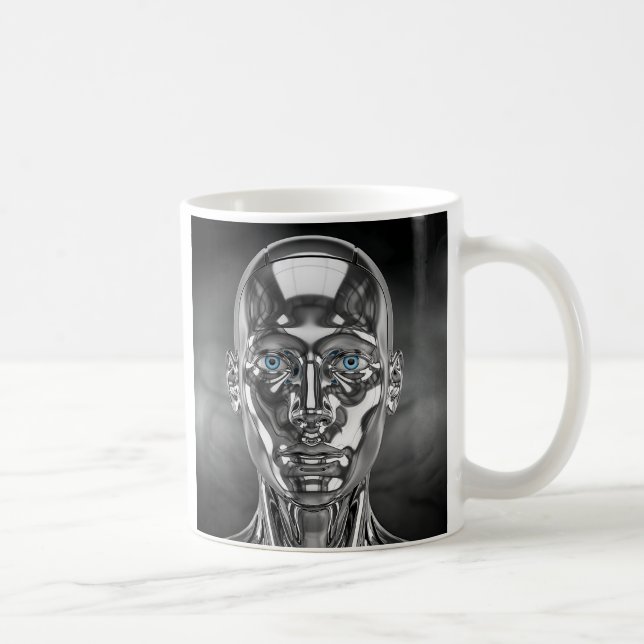 Androïde chromé yeux bleus kaffemugg (Höger)