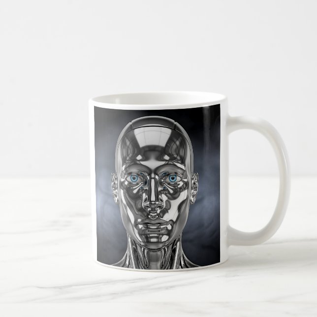 Androïde métallique yeux bleus kaffemugg (Höger)