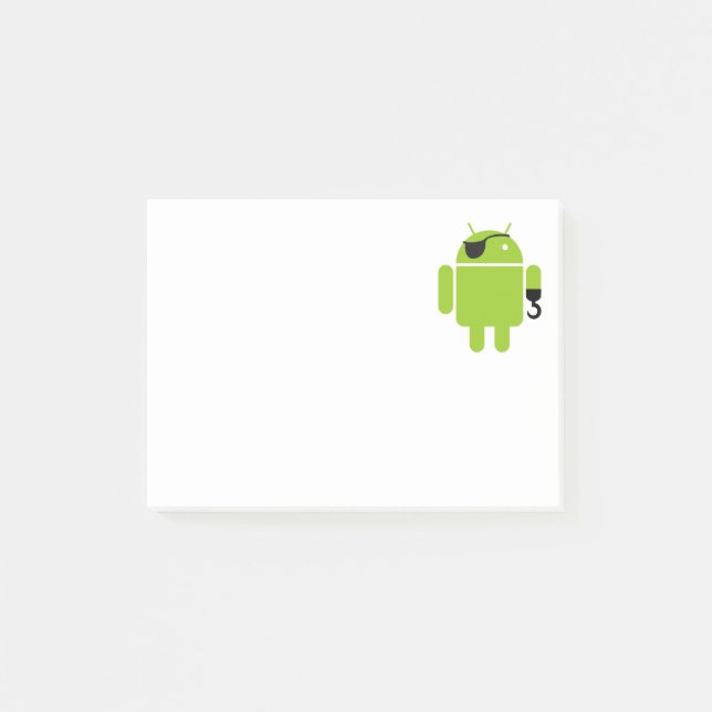 Androidrobotsymbol som en pirat post-it block (Framsida)