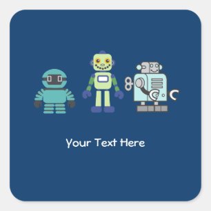 Androids & Robot Sticker Label Fyrkantigt Klistermärke
