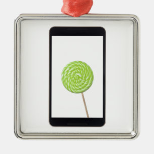 Androidtablet med klubban julgransprydnad metall