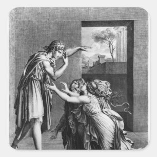 Andromache vid fötterna på Pyrrhus Fyrkantigt Klistermärke