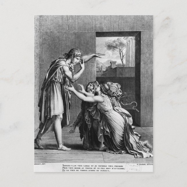 Andromache vid fötterna på Pyrrhus Vykort (Framsida)