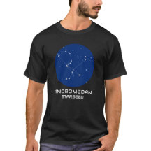 Andromedansk Stjärnfrö T-Shirt | Mörk Galaktisk Tr