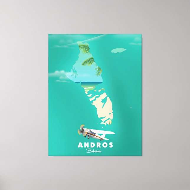 Andros Bahamas Semesterkarta. Canvastryck (Framsida)