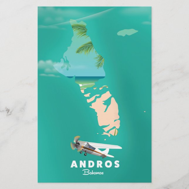 Andros Bahamas Vacation karta. Brevpapper (Framsida)