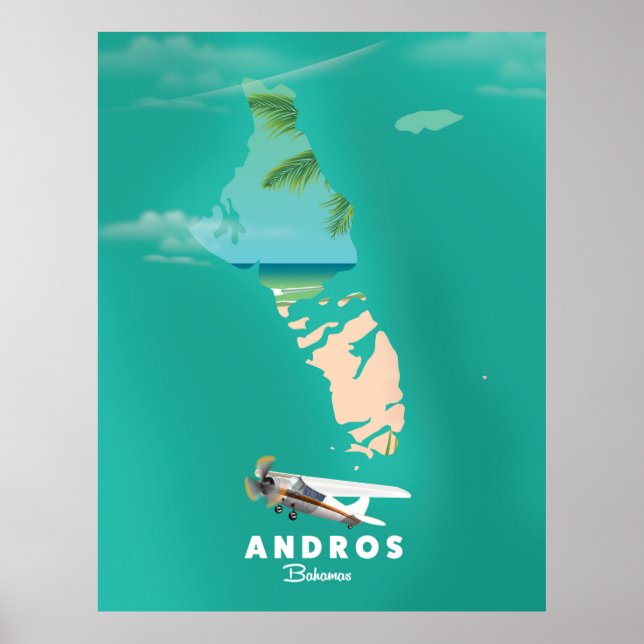 Andros Bahamas Vacation karta. Poster (Framsidan)