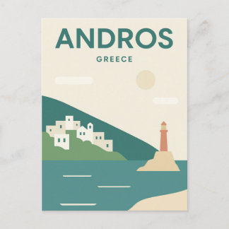Andros Greece Minimalist Vykort