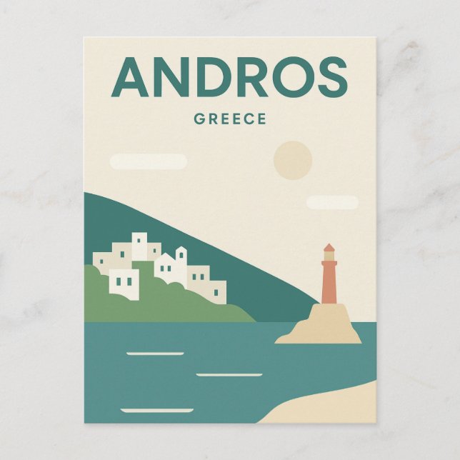 Andros Greece Minimalist Vykort (Framsida)