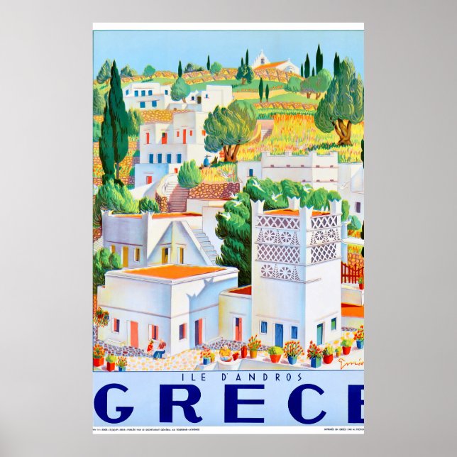 Andros Greece Vintage resor Poster återställd (Framsidan)