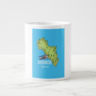 Andros Grekiska Karta Illustrated-reseaffisch Jumbo Mugg