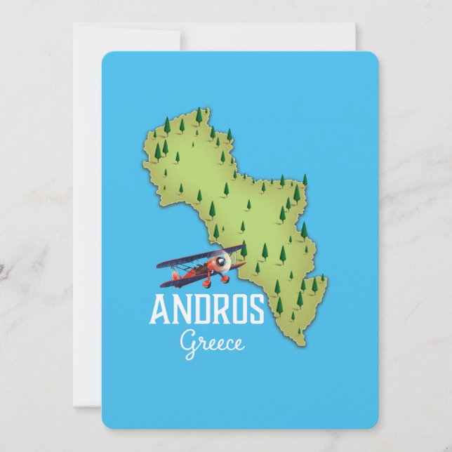 Andros greklandskarta Illustrerad reseaffisch (Framsida)
