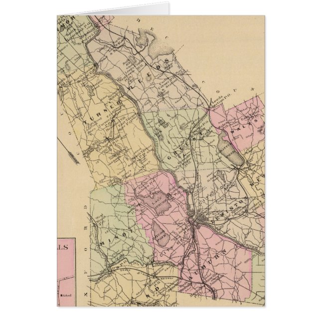 Androscoggin County, Maine Karta Hälsningskort (Framsidan)