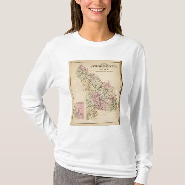 Androscoggin County Maine karta Tee Shirt (Framsida)