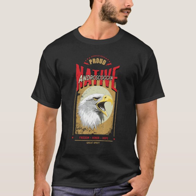 Androscoggin Native American Eagle Spirit Vintage  T Shirt (Framsida)