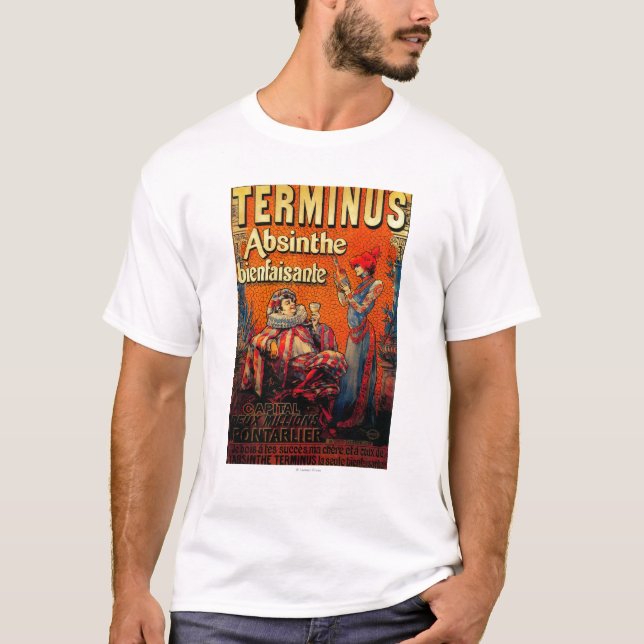 ÄndstationAbsinthevintage PosterEurope Tee Shirt (Framsida)