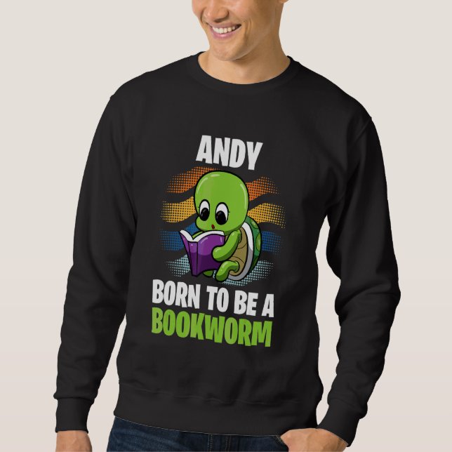Andy Born ska vara en bokmask Personlig Lång Ärmad Tröja (Framsida)