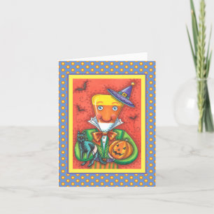 ANDY CANDY CORN MAN, BLACK CAT & JACK Colorful Helgkort