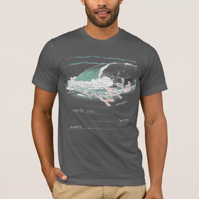 Andy stavad med aminosyror, mörk färg Tee (Framsida)