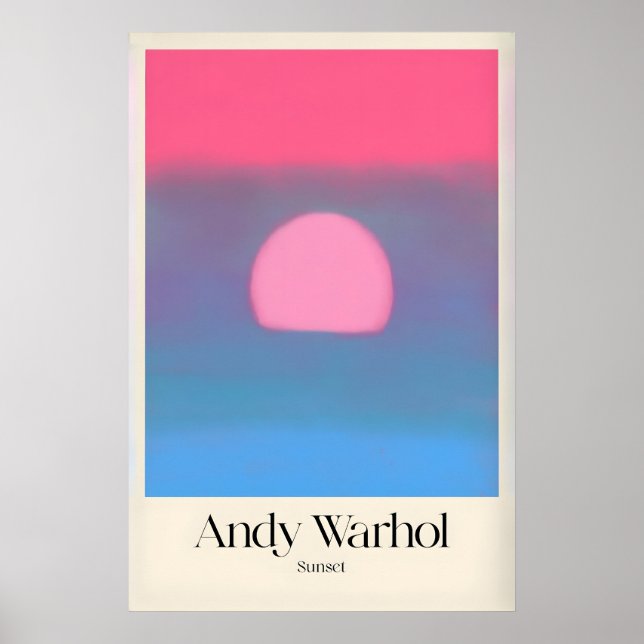 Andy Warhol Solnedgång Rosa Blå Popkonst Affisch (Framsidan)