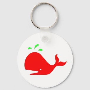 Andy Whale Enstaka röda,gröna på vit bakgrund Nyckelring