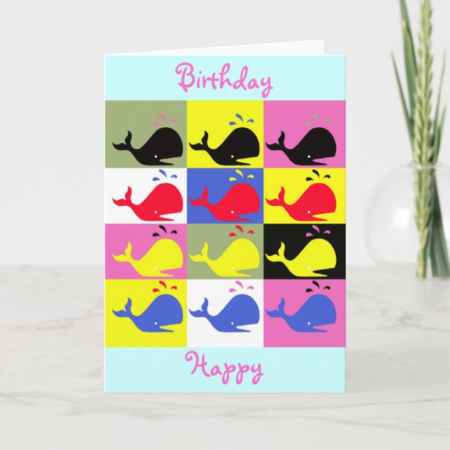 Andy Whale-Hål™_"Birthday Lycklig" Hälsning Kort (Framsida)