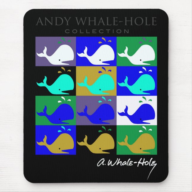 Andy Whale-Hole™_12 panel inverterad färg musmatto Musmatta (Framsidan)