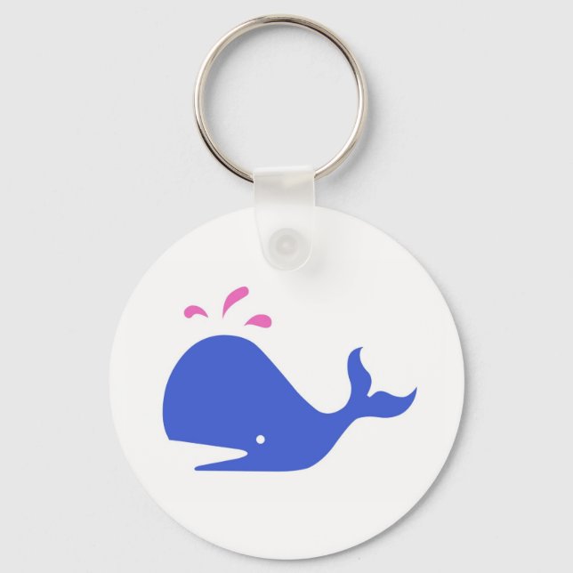 Andy Whale Singlar_blå,rosa på vit Nyckelring (Framsida)