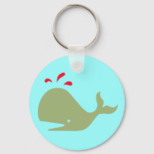 Andy Whale Singlar_grön,röd på teal Nyckelring