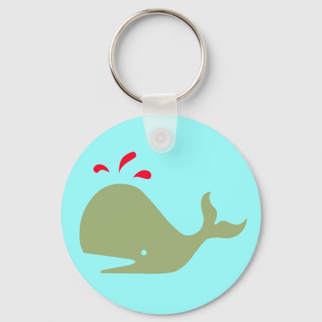 Andy Whale Singlar_grön,röd på teal Nyckelring (Framsida)