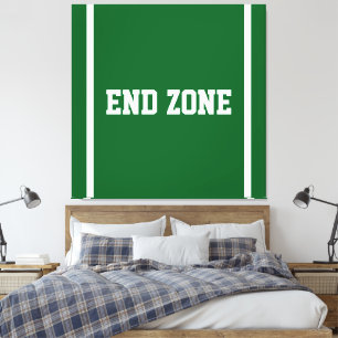 ÄNDZON Vit text kant ränder på gridiron Grön Canvastryck