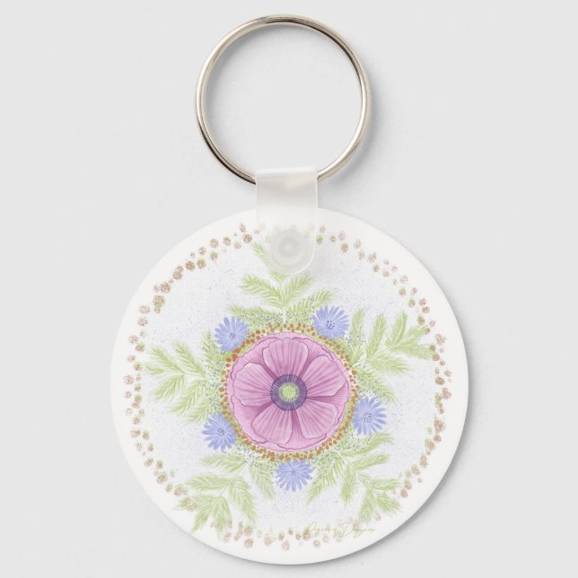 Anemon, Endiveblommor, Malört och Mandler Nyckelring (Framsida)