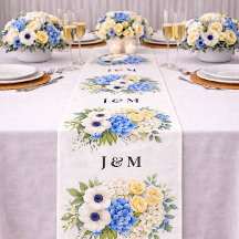 Anemon Hydrangea Blommig Bröllopsmonogram