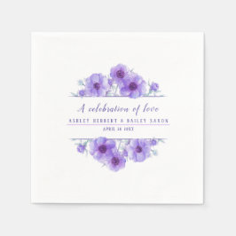 Anemon lila blomma akvarell konst firande pappersservett