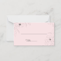 Anemon på blekrosa vikd platskort