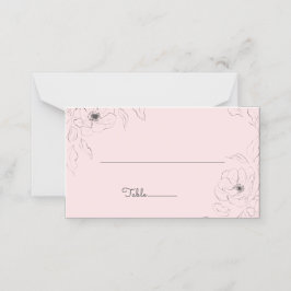 Anemon på blekrosa vikd platskort placeringskort