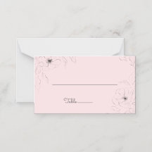 Anemon på blekrosa vikta platshållarekort